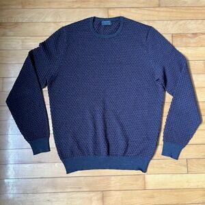 Falconeri Mens 100% Wool Honeycomb Knit Sweater Grey Burgundy Made in Italy 52 L